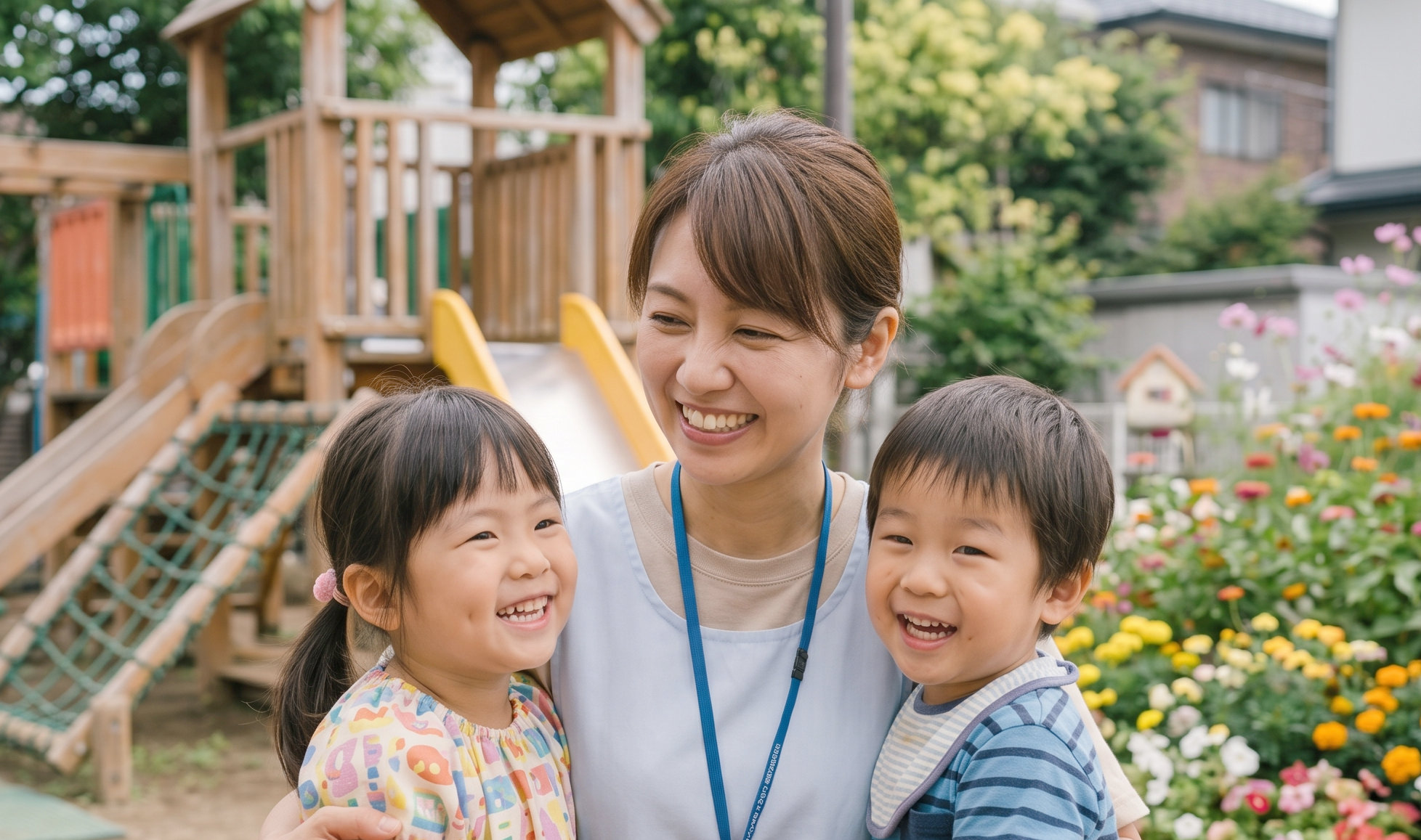 親子の笑顔の写真